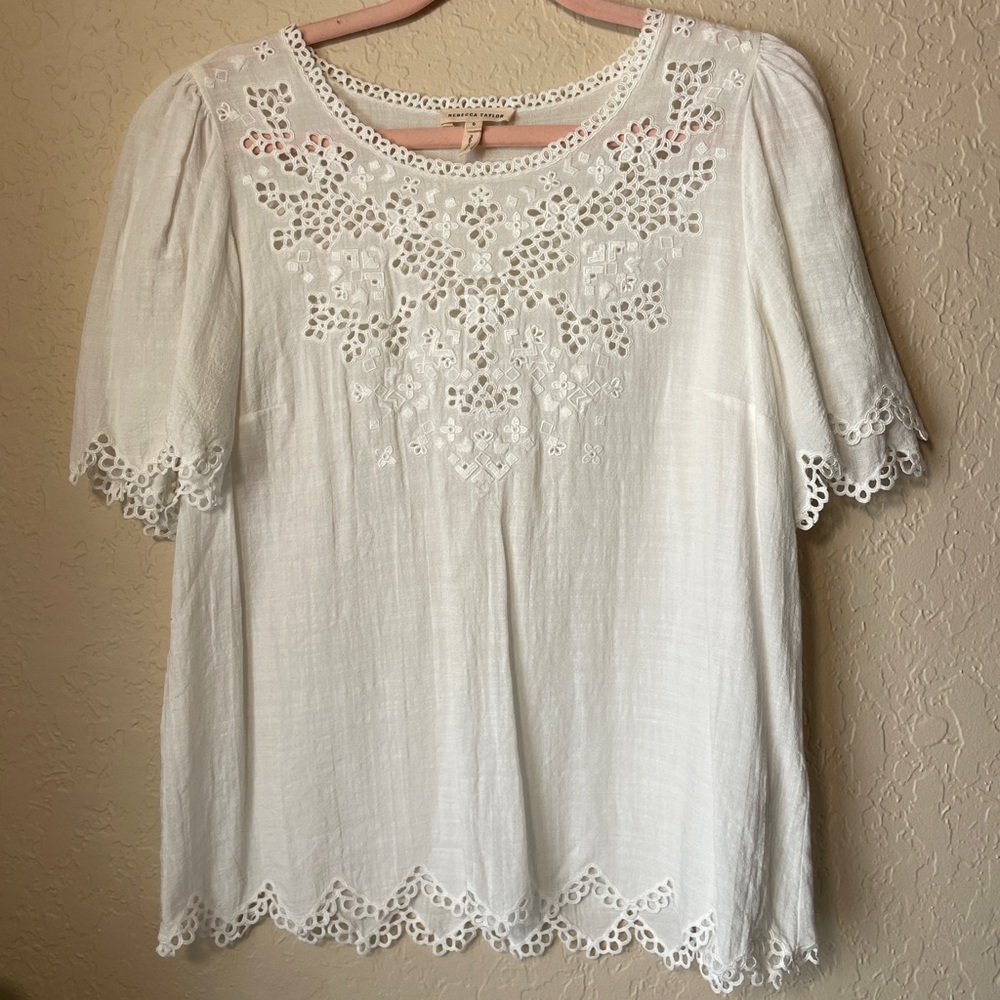 Rebecca Taylor White Lace Blouse